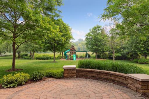 A beautifully designed custom paver patio â the ideal setting for outdoor living, dining, and taking in the peaceful private surroundings.