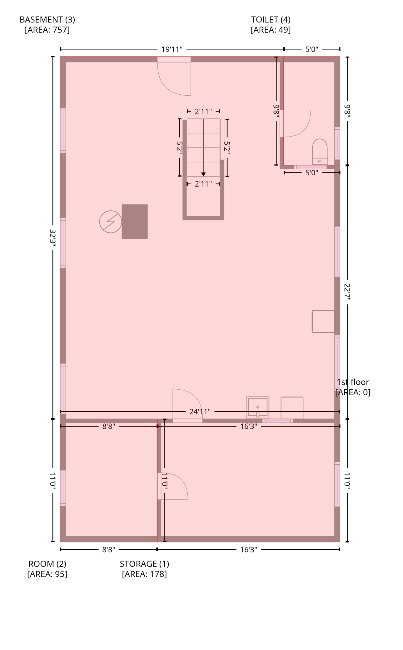 Lower Level Exterior Floor Plan