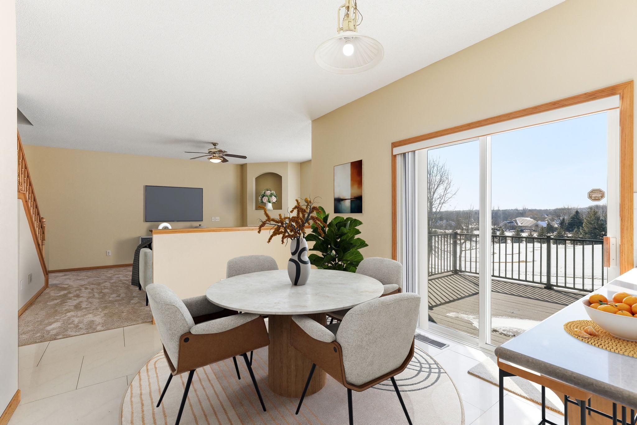 Virtually staged eat-in kitchen