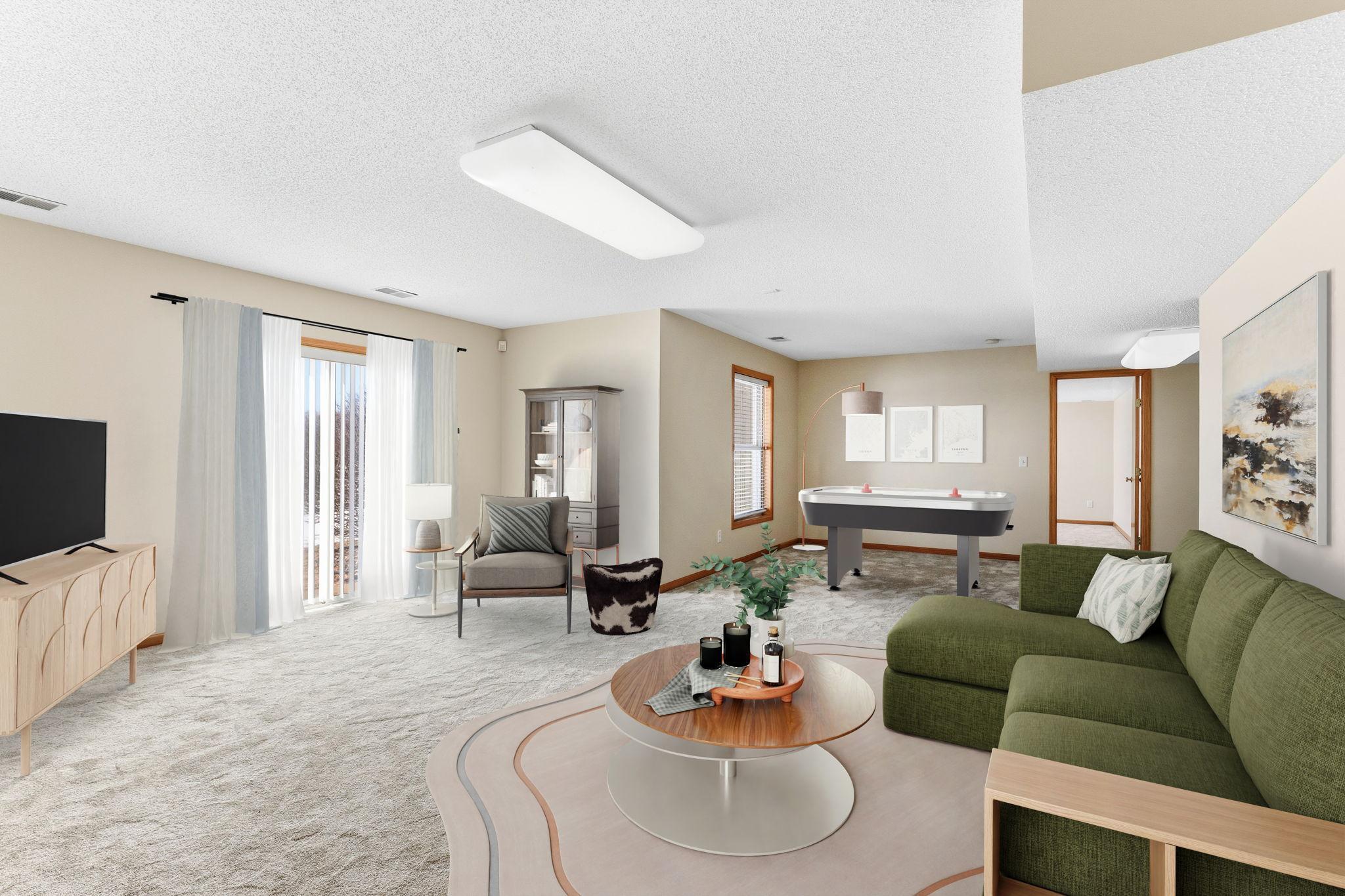 Virtually staged as a family room, bring your creative ideas! This is an enormous space, lots of potential here for multigenerational living...