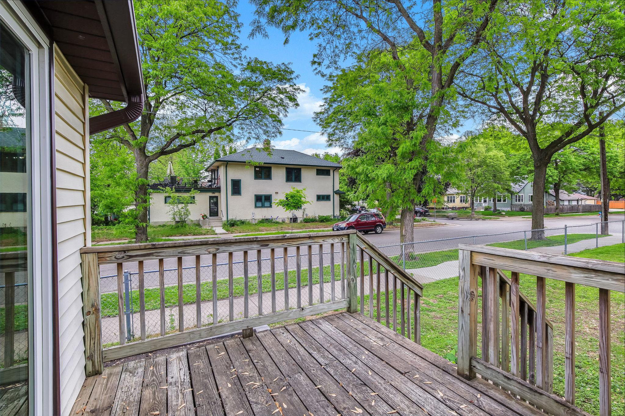 Deck overlooking the huge, fenced in yard!