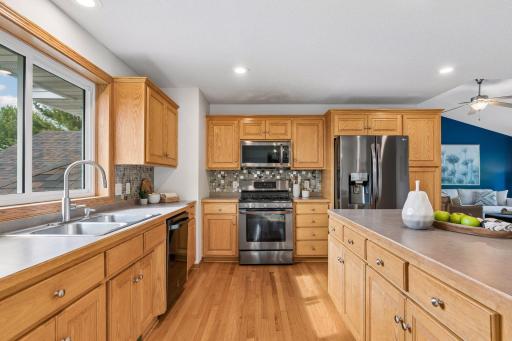 The kitchen also offers an abundance of work space for the chef of the house