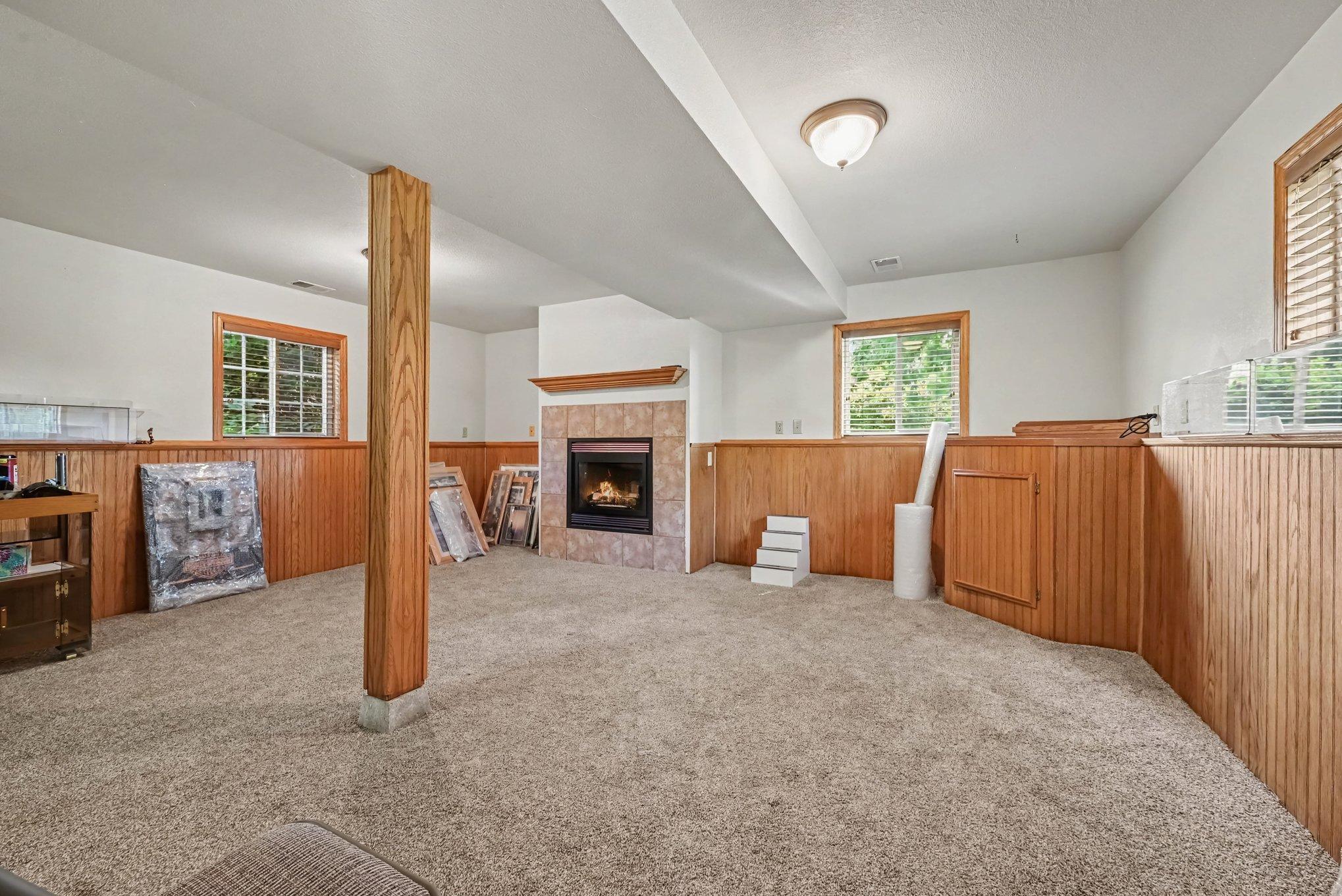 Spacious lower level family room