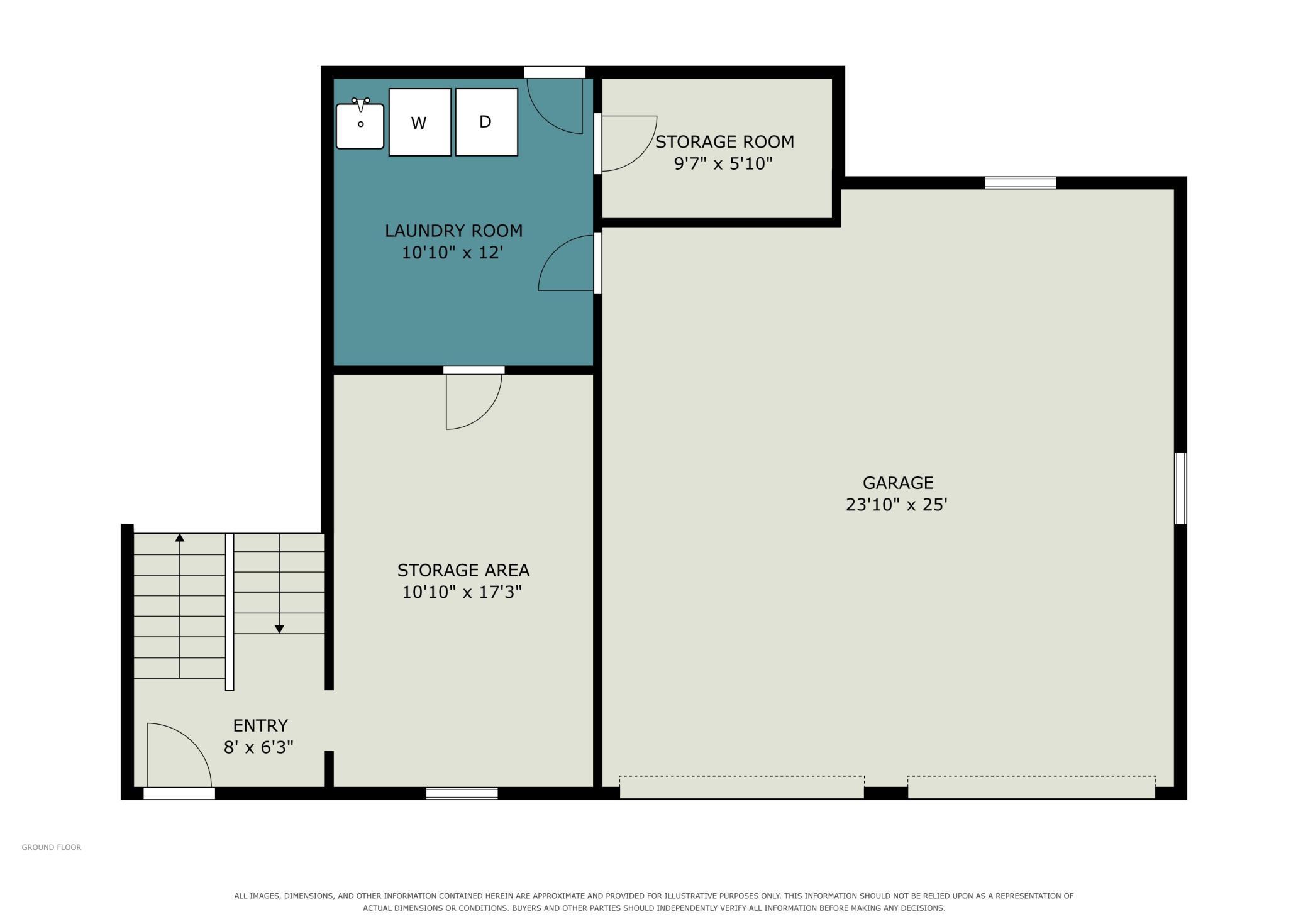 Ground Floor (Storage room was used for main floor office)