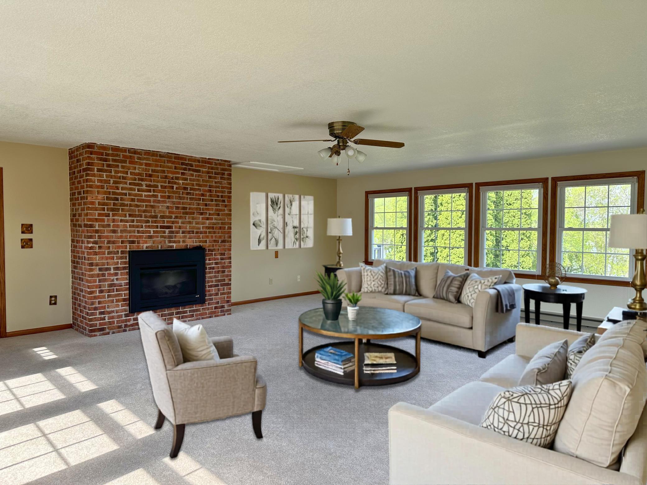 Great room staged