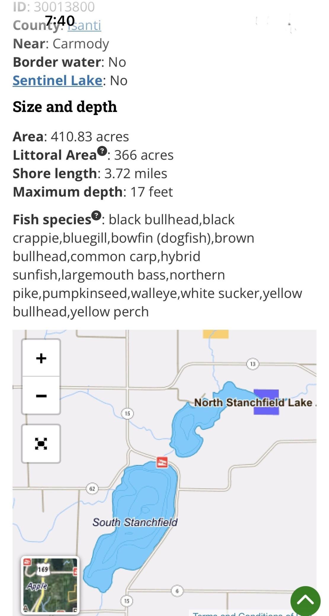 lake info from DNR site