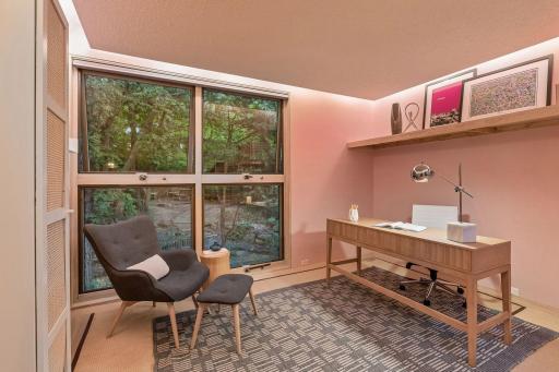 Stylish, nature-inspired office or flex room. Could also work well as a guest bedroom.