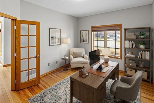 Main Floor Office with French Doors - virtually staged Photo