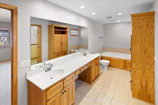 Large Primary Suite Bath with jetted tub and walk in shower with two shower heads