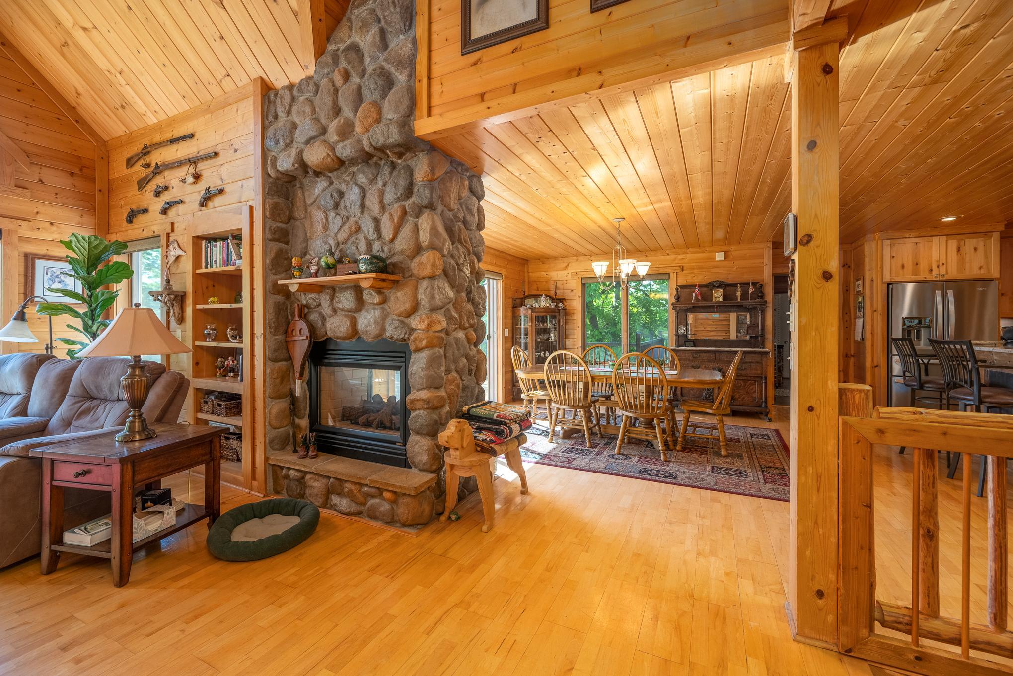 living room with a view of the dining room