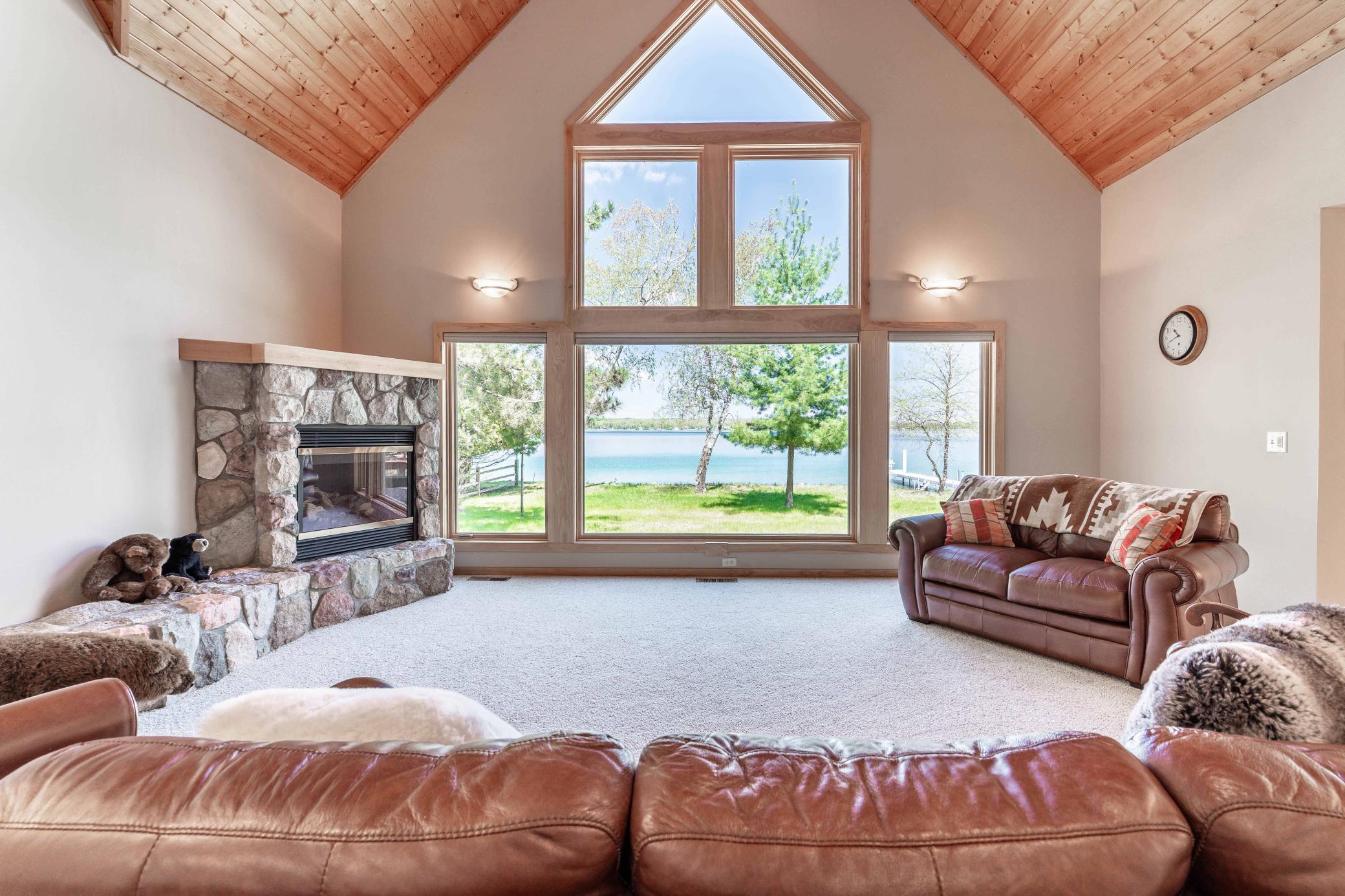 Living Room - vaulted, floor to ceiling windows