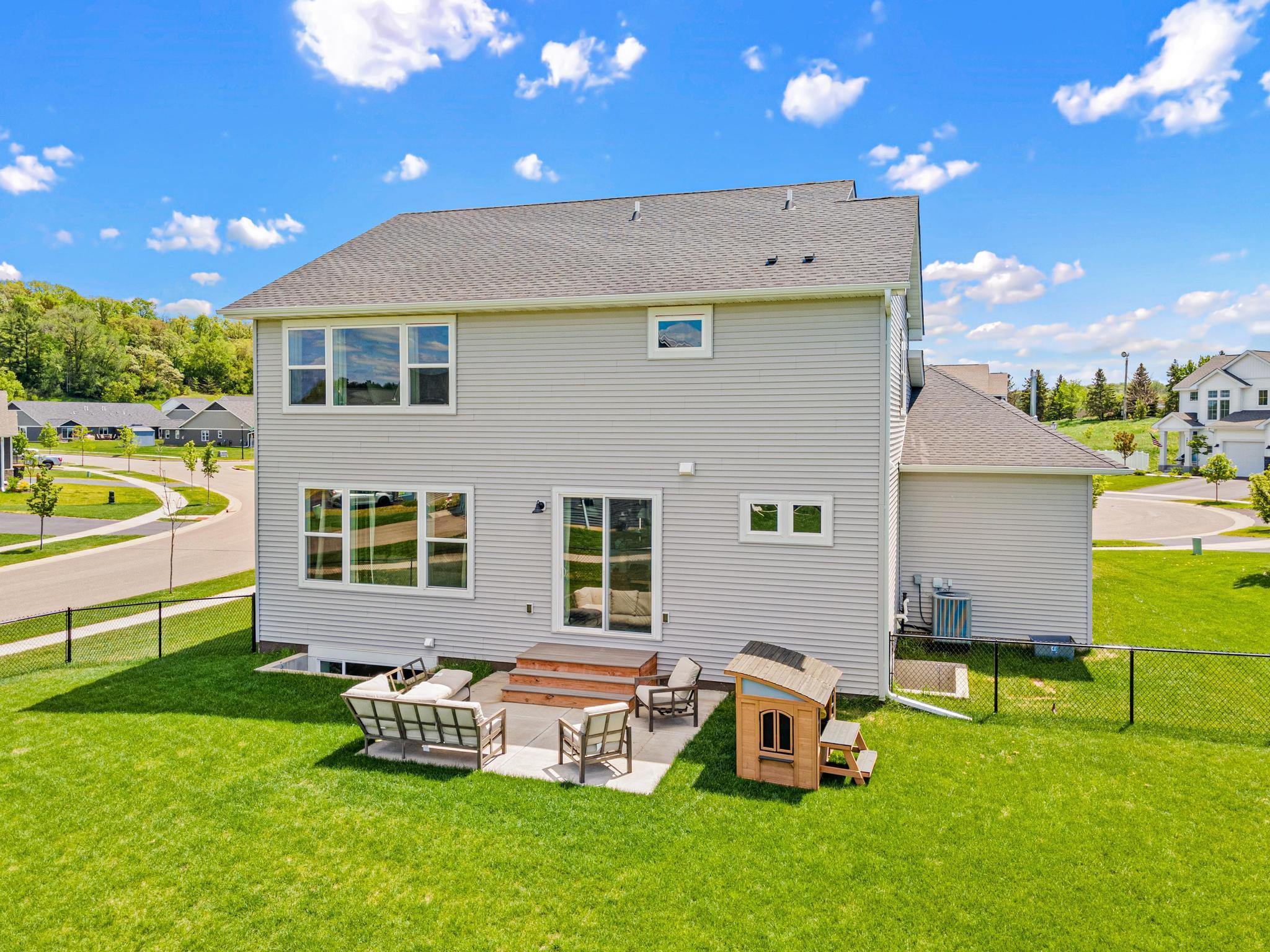 Large patio for entertaining with maintenance free decking
