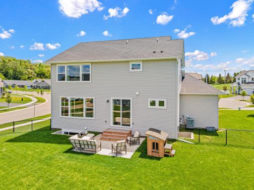 Large patio for entertaining with maintenance free decking