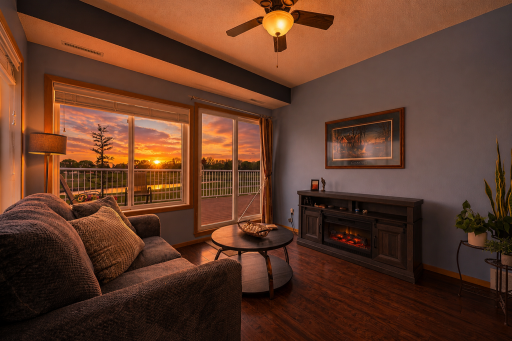 Digitally altered to show sunset out the sun room