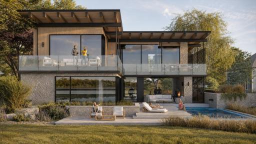 The Ridge - View from the Backyard Showing Swimming Pool and See Through Covered Screen Porch