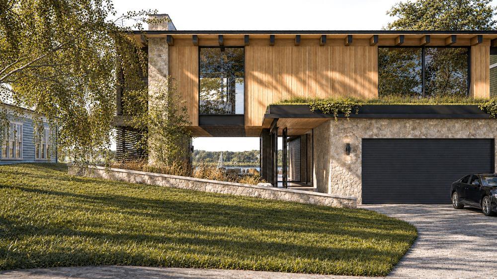 The Ridge - View from the Front Yard Showing Open Screen Porch Pass-Through