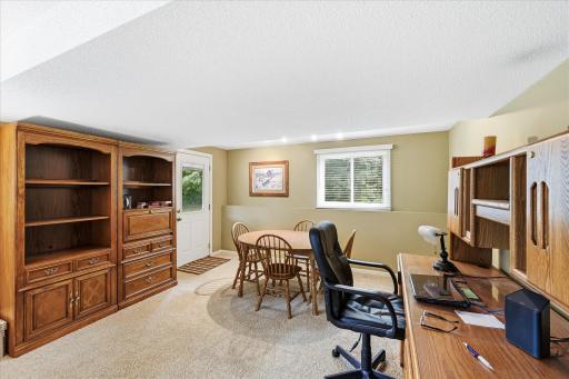 Opposite end of the lower level family room that walks out to the patio and backyard.