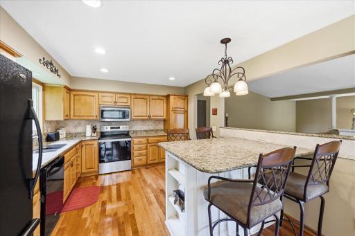 Here you can see more of the peninsula in the kitchen area and appliances.