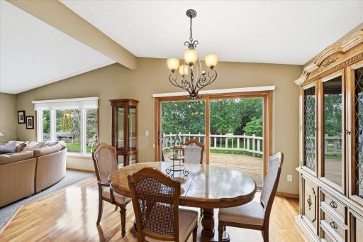 Vaulted ceilings provide that open feeling in the dining and living room.