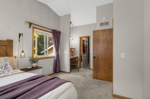 A standout feature of the suite is the thoughtfully designed dressing area and walk-in closet.
