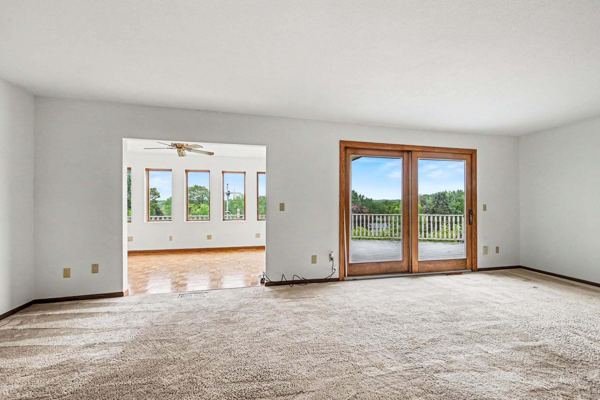 Living Room looking into Four Season Porch