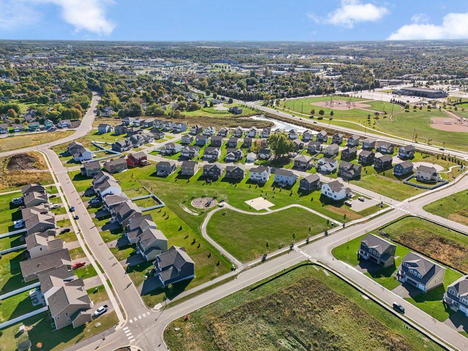 Aerial view of the Fields of Waconia neighborhood at the start of the community.