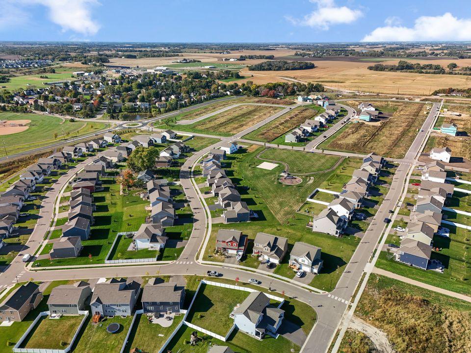 Aerial view of the Fields of Waconia neighborhood at the start of the community.