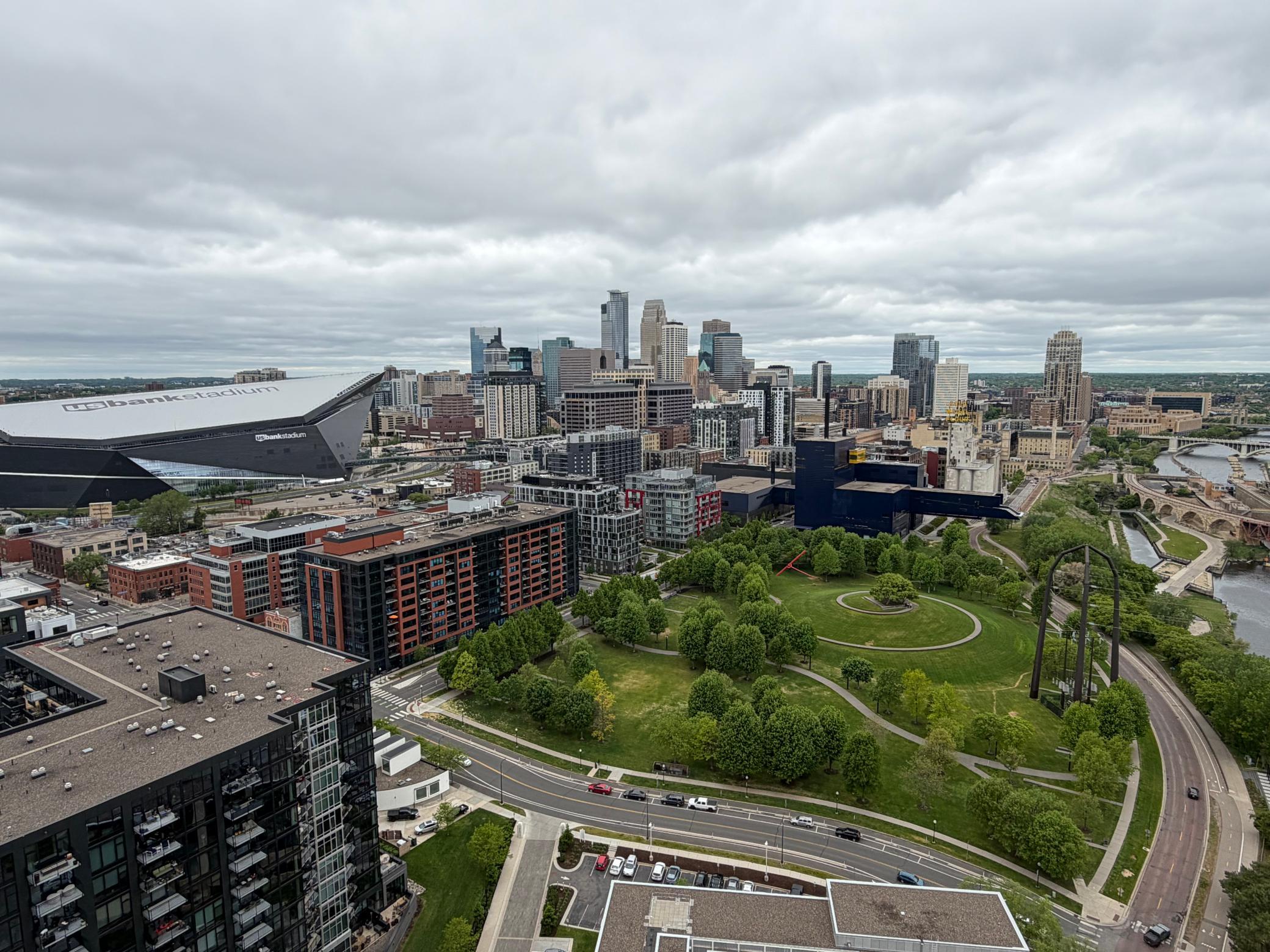 Westerly Views of the Minneapolis Skyline and Saint Anthony Falls
