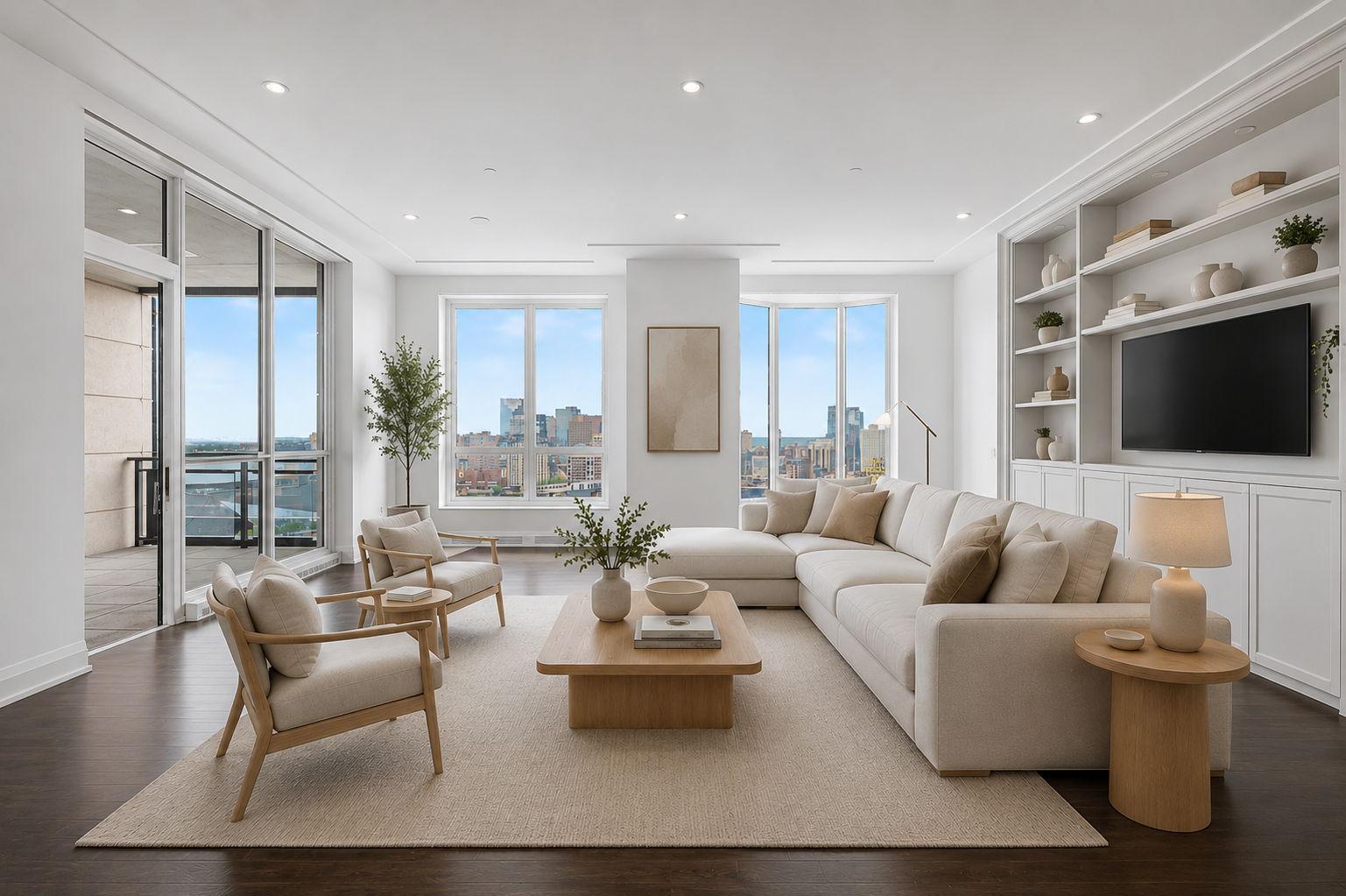 Living Room with Westerly Views | Virtually Staged