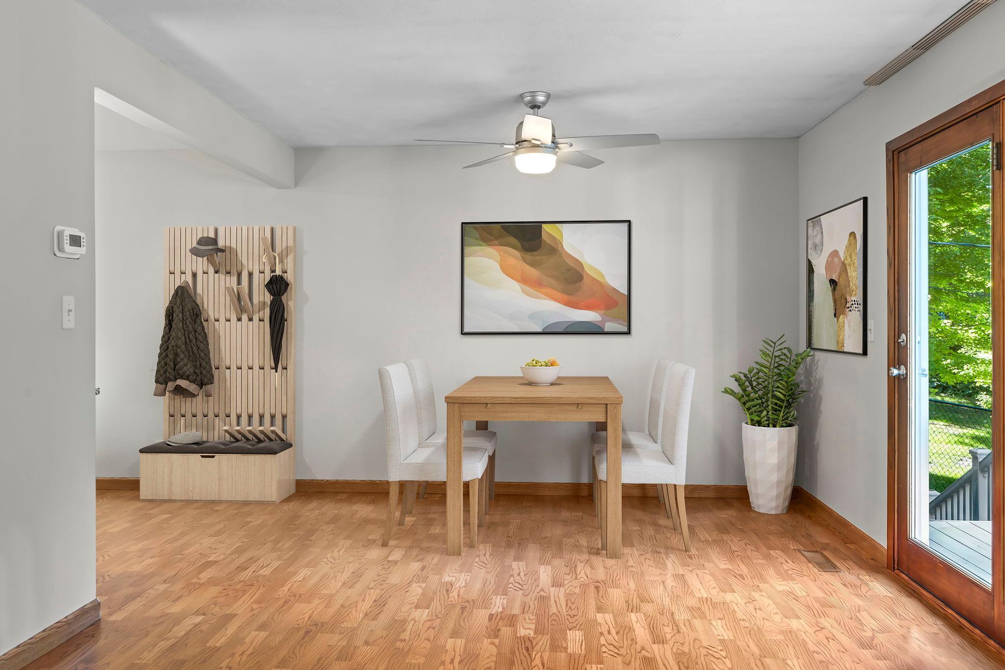 Open dinning space area with a convenient storage/drop zone just off garage-plenty of room for everyday organization and flexible use (Virtually staged)