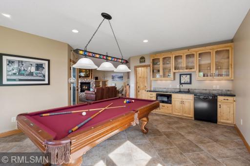 Lower level billiard room with wet bar
