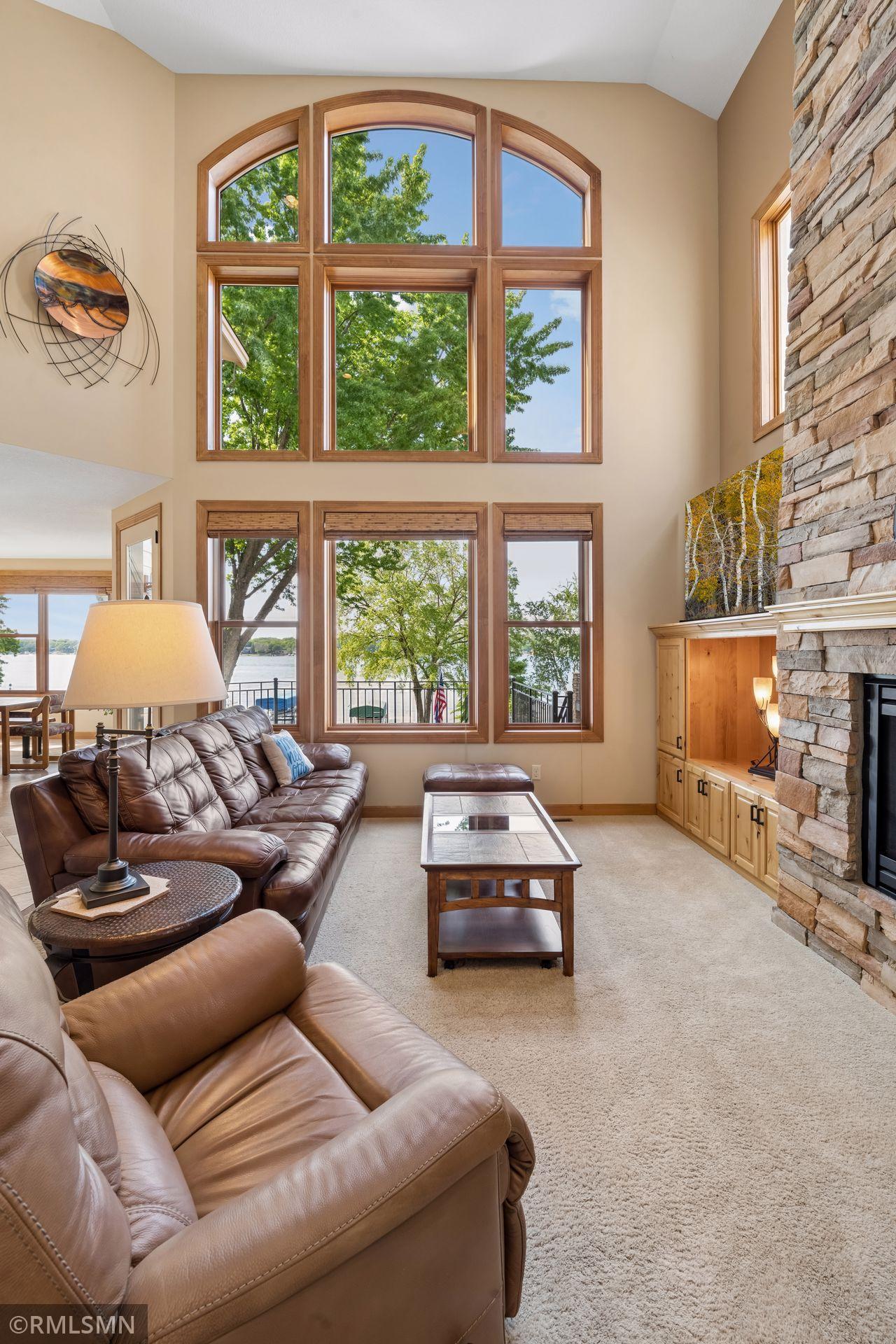 Great room with a view of the lake