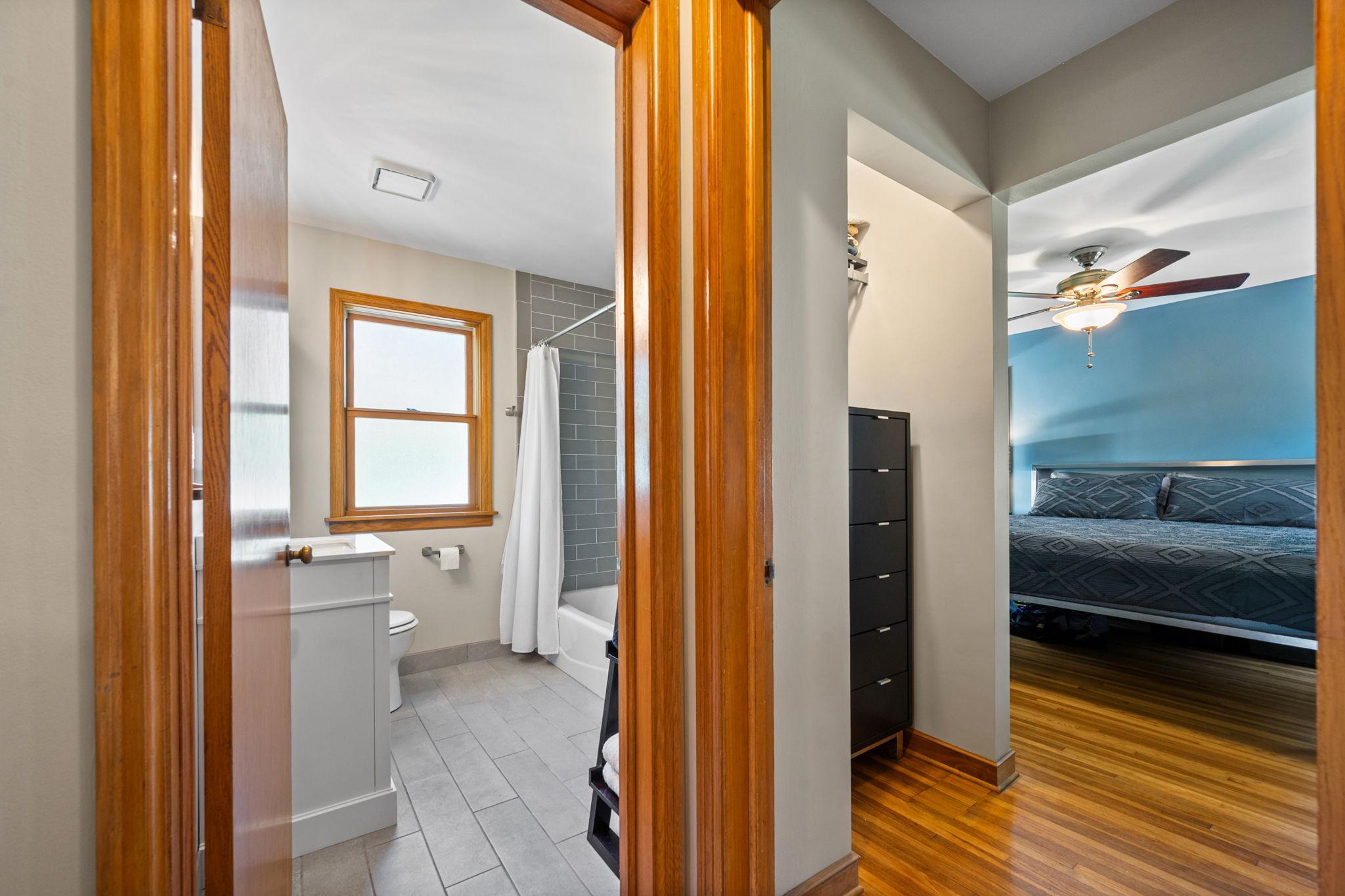 Hallway Between 2 Main Floor Bedrooms and Bathroom