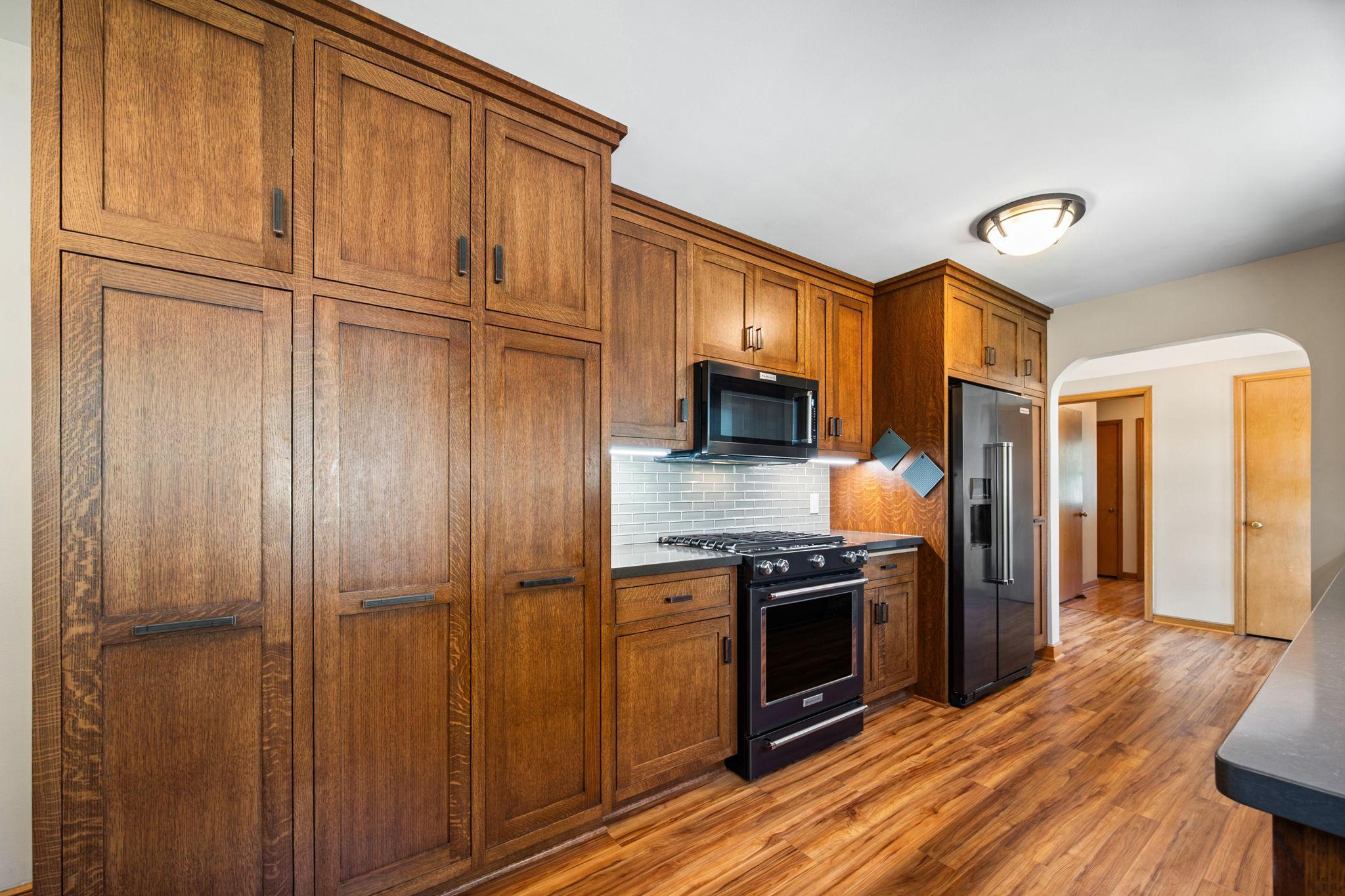 3 Full Slide-out Pantry Cabinets!