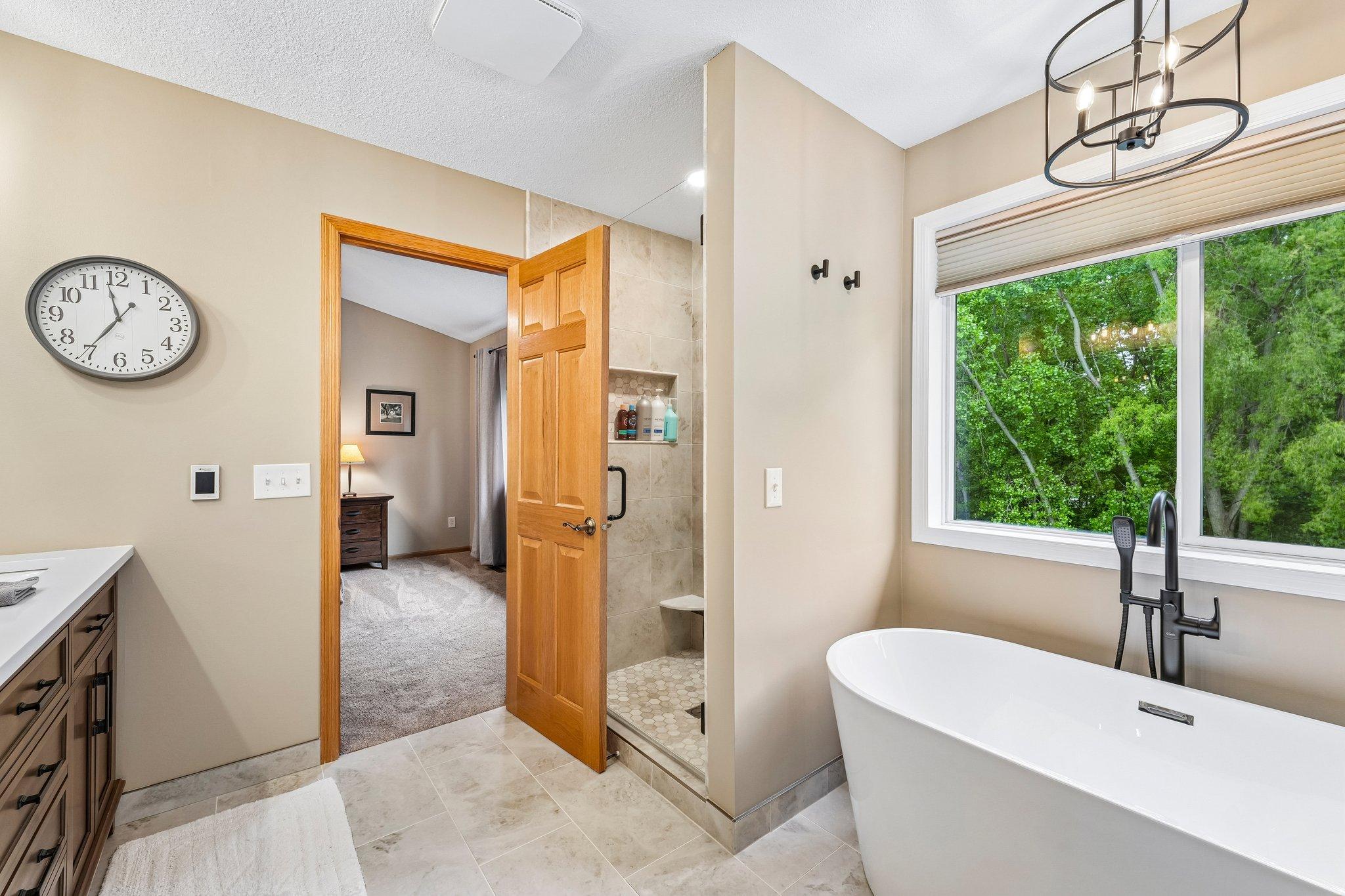 Separate tub and shower