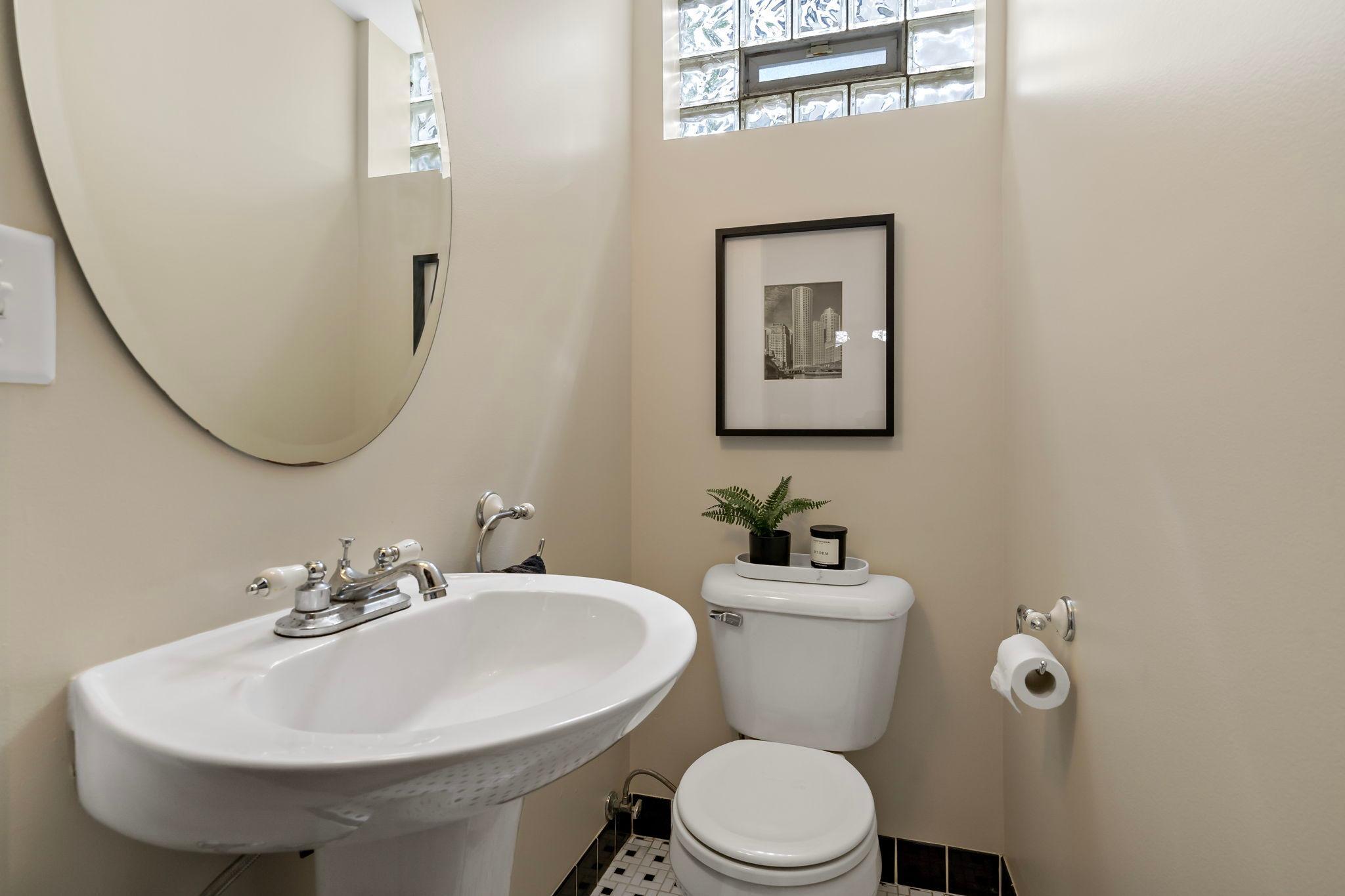 Lower level half bath.