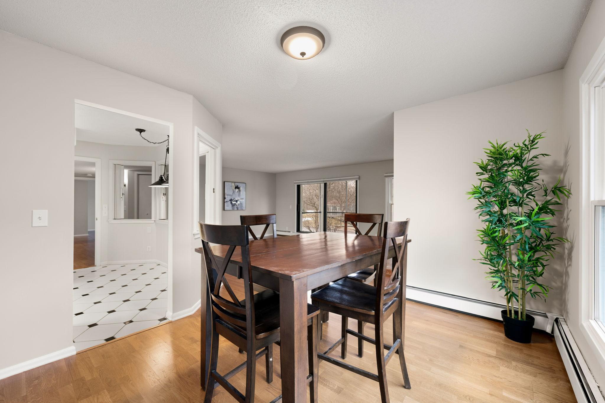 Spacious dining area with easy access to the kitchen and main living space.