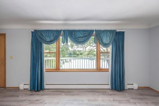 living room with view of the lake