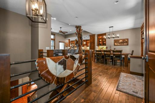 Custom railings blend rustic warmth with modern design