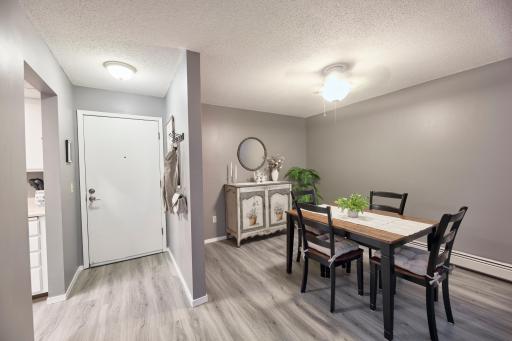 Dividing wall creates naturally define spaces.