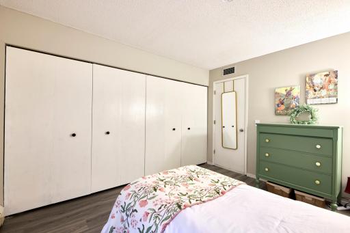 Generous Closet Wall in Bedroom for ample storage