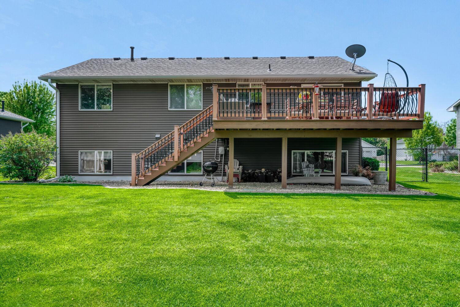 Rear of home with maintenance free deck
