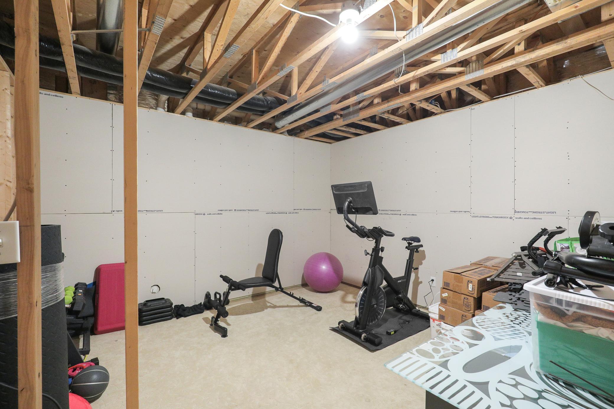 Unfinished lower level storage room.