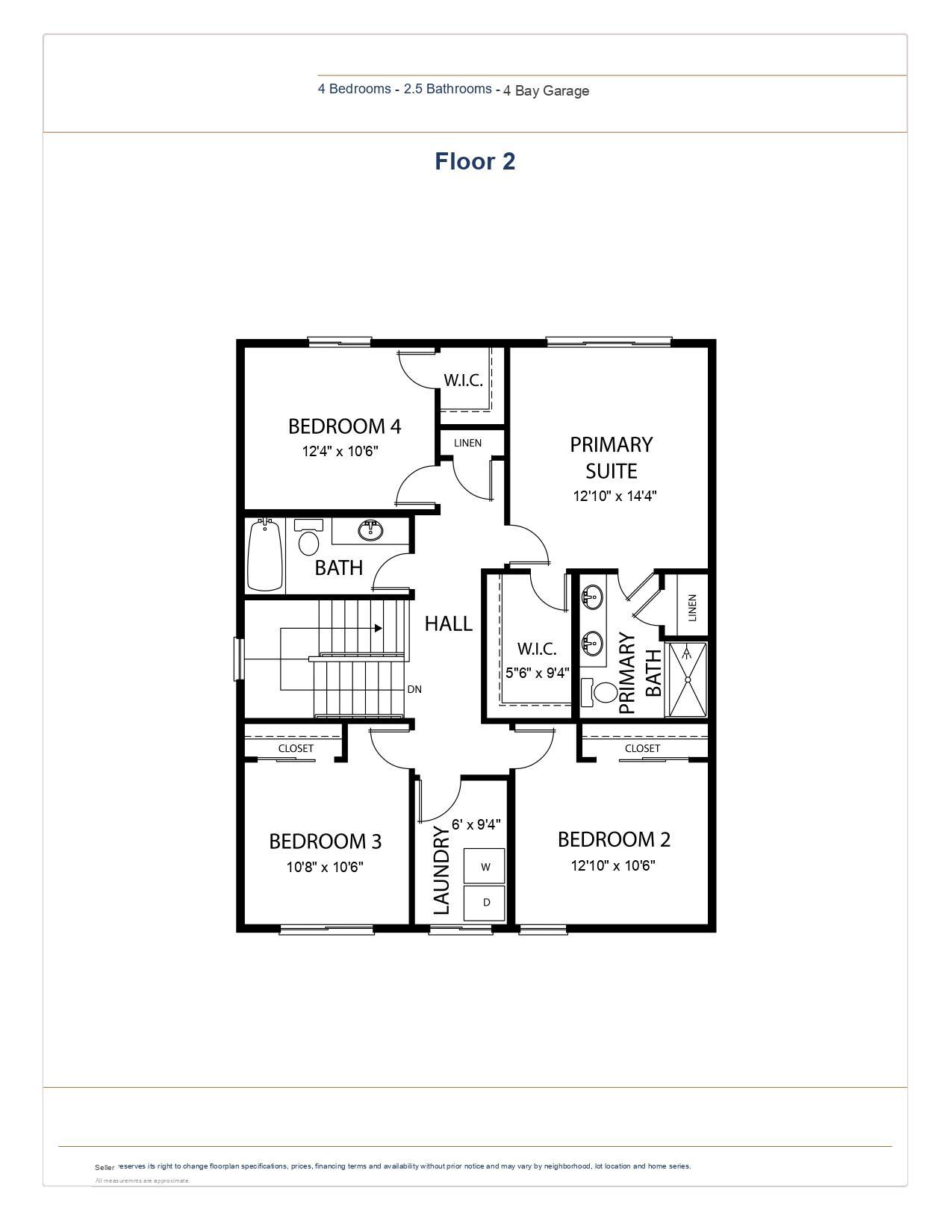 Upper Level Floor Plan. All measurements are approximate.