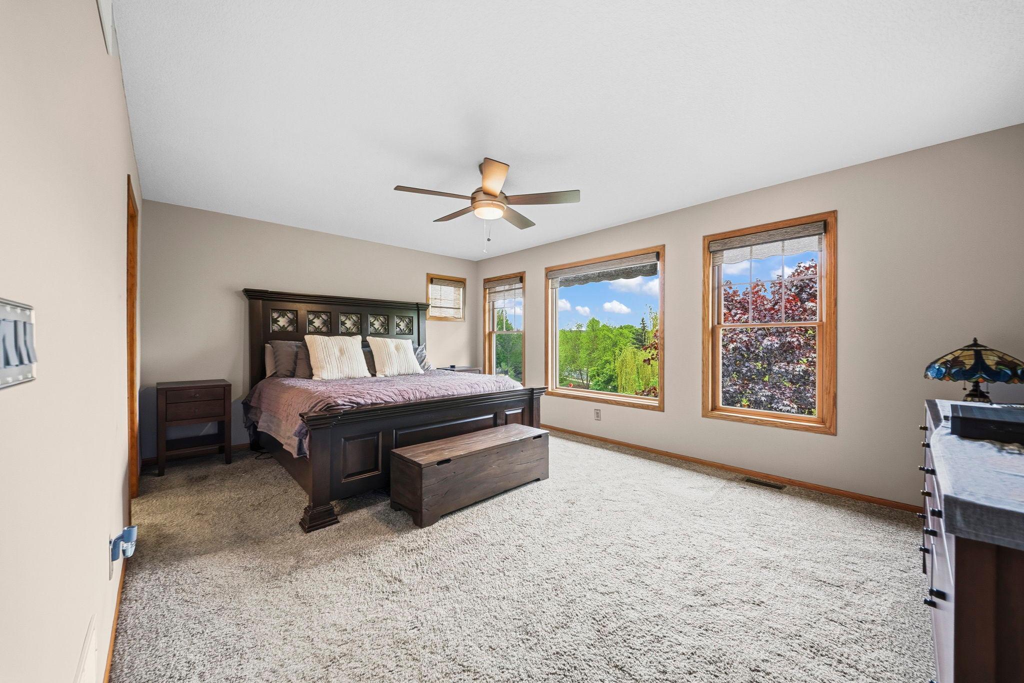 Primary offers a generous sized bedroom, walk-in closet.
