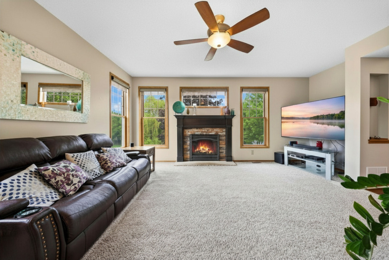 Enjoy cozy winter nights by the gas fireplace.