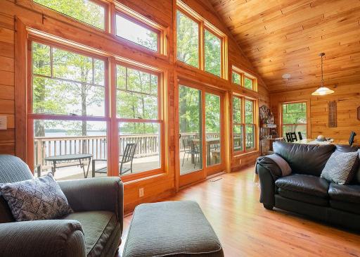Enjoy lake views from inside and outdoor living spaces