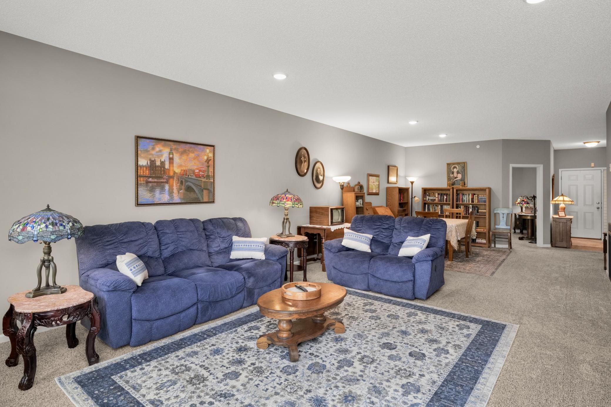 Large open living room/dining room allows for various furniture arrangements