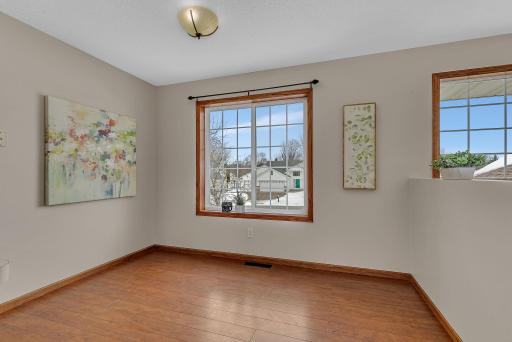 Intimate dining space, easy access to kitchen for meals.