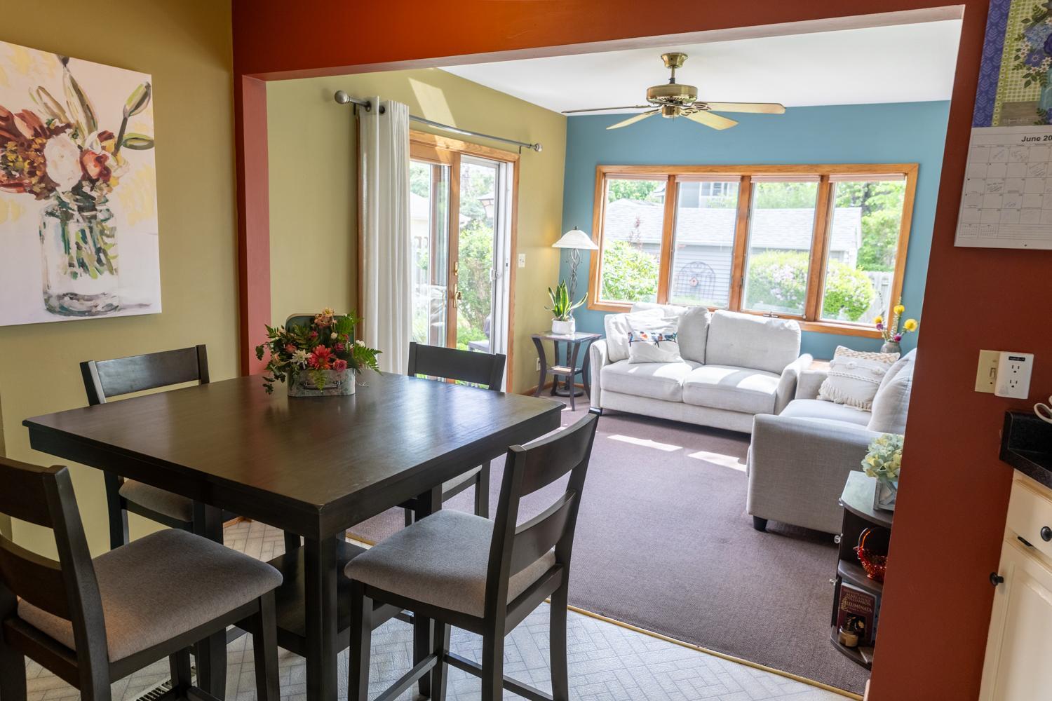 Dining Area in Kitchen with view into Sunroom